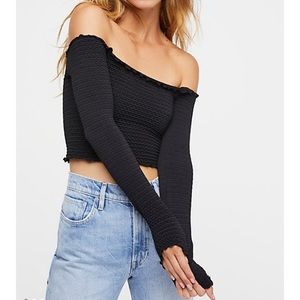 Free people off the shoulder long sleeve crop